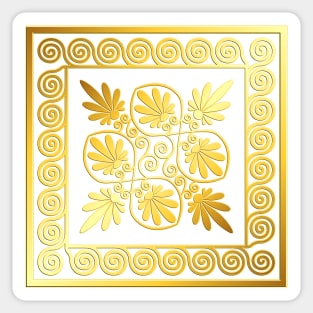 Golden square Greek ornament Sticker